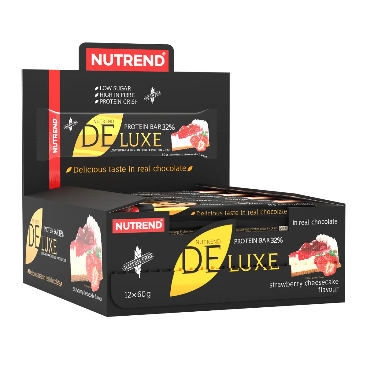 Nutrend Deluxe jahodový cheesecake 1×60 g, tyčinka