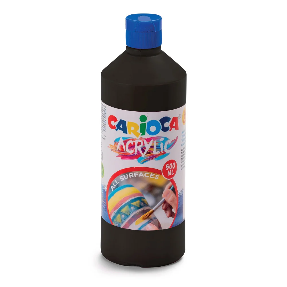 Akrylová farba prémiovej kvality Carioca 500ml čierna-CARIOCA
