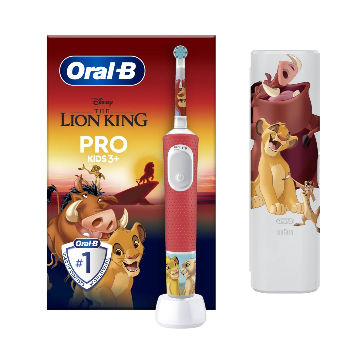 Oral-B Pro Kids Leví kráľ elektrická zubná kefka + cestovné puzdro 1×1 ks, elektrická zubná kefka