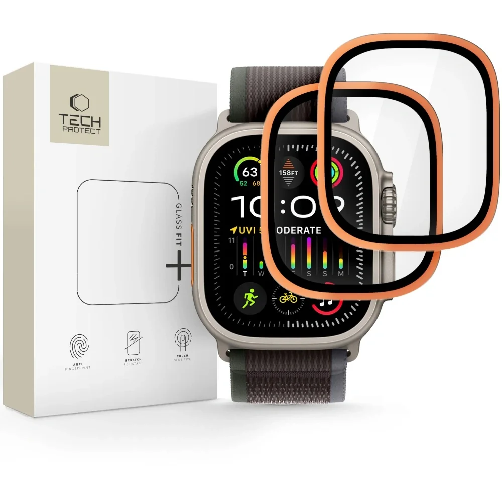 Tech-Protect Glass Ring 2x ochranné sklo na Apple Watch Ultra 1 / 2 / 3 (49mm), oranžové 3 (49mm), oranžové