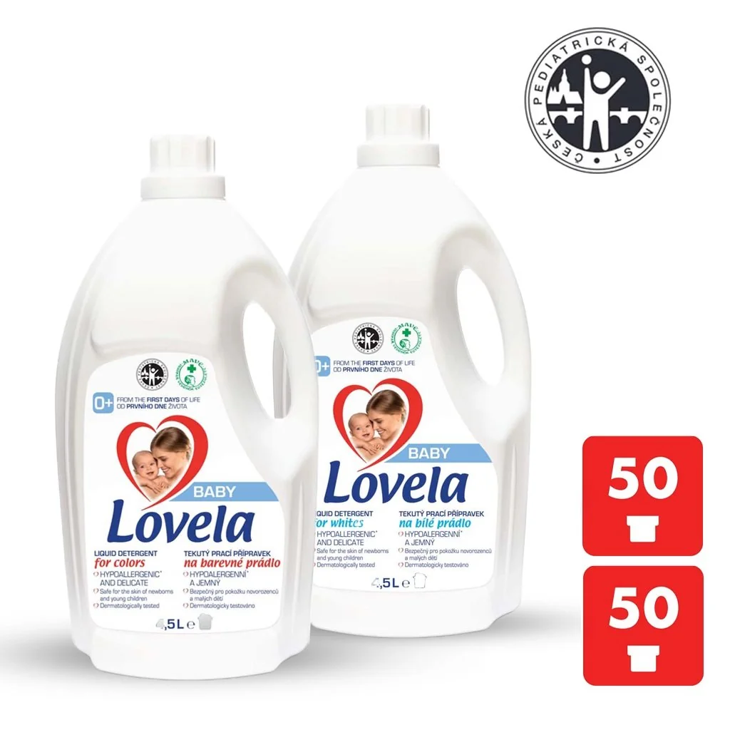 Baby tekutý prací prípravok na bielu 4,5l + farebnú bielizeň 4,5l (100 praní)