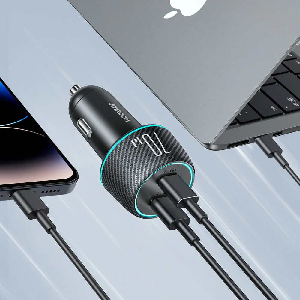 Joyroom JR-CCN02 autonabíjačka 2x USB-C 70W, čierna