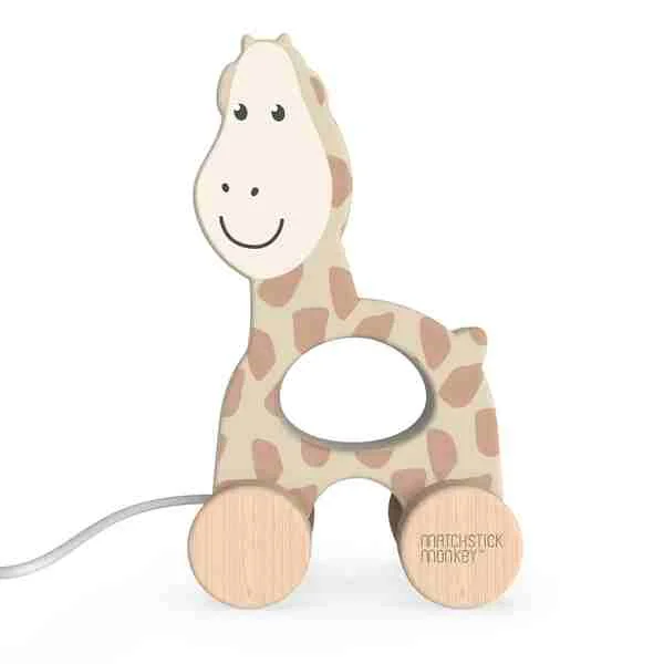 Matchstick Monkey Drevená ťahacia hračka - žirafa 1×1 ks, drevená hračka