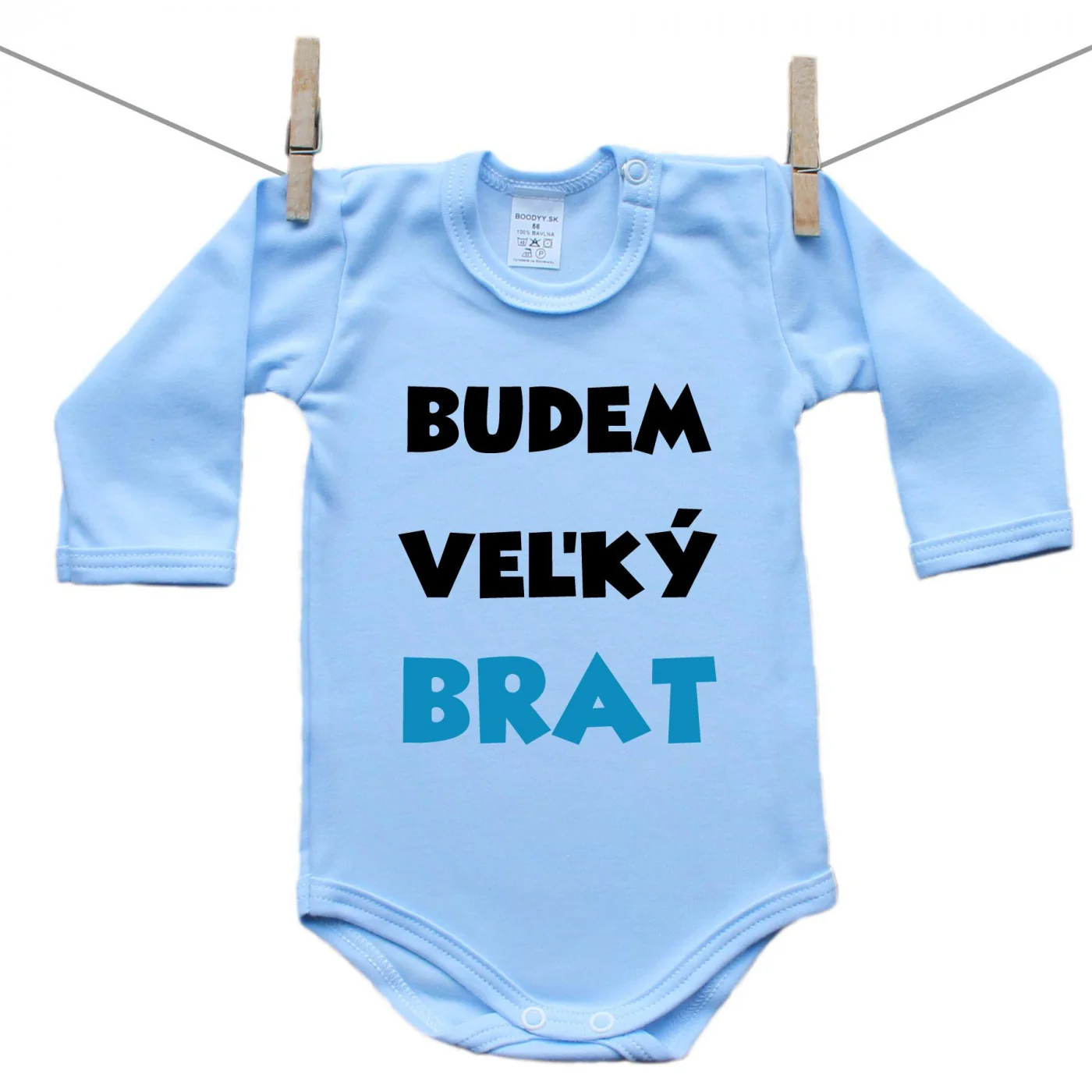 Boodyy Modré body s dlhým rukávom Budem veľký brat Veľkosť: 74