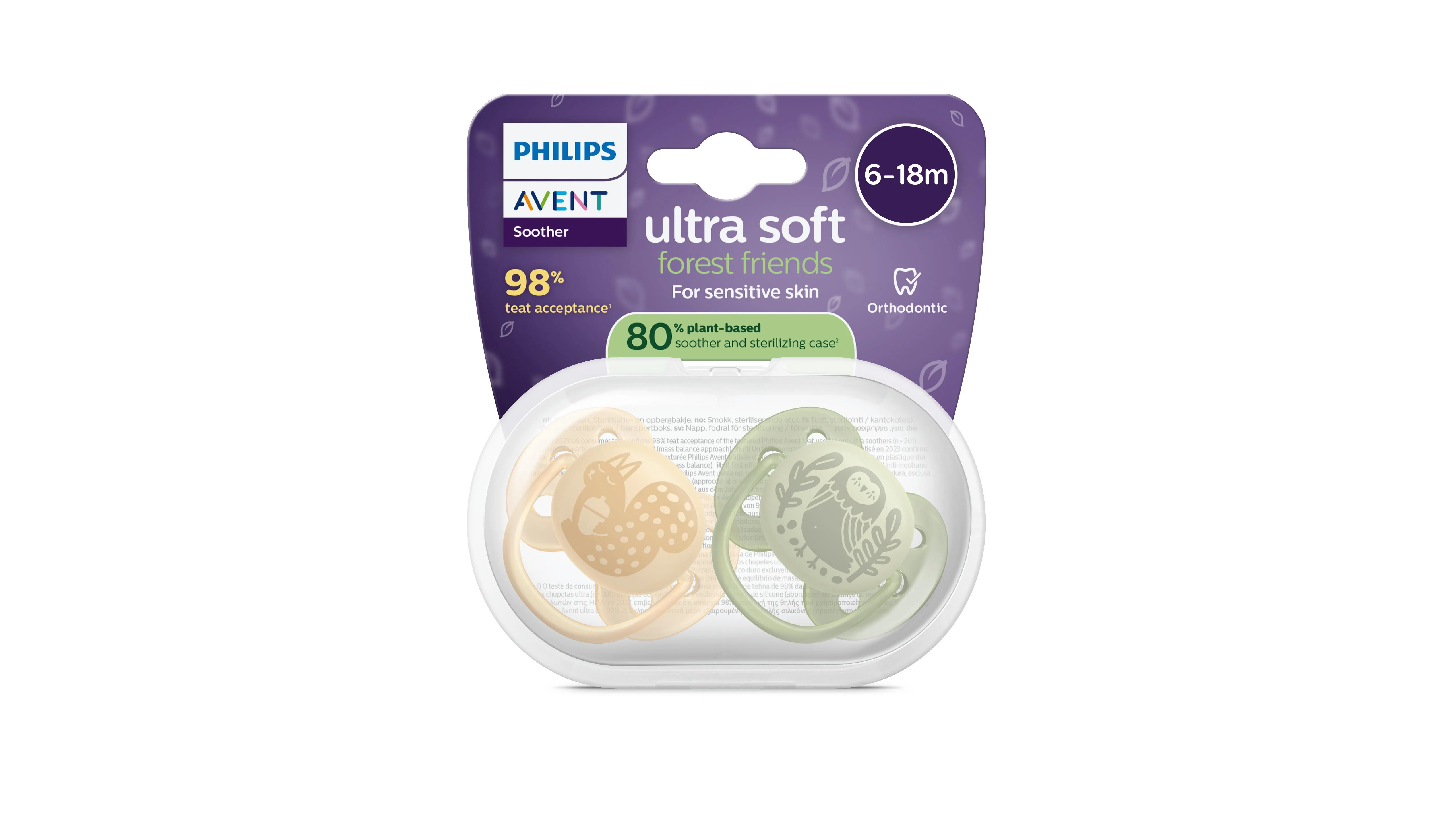 Philips AVENT - Cumlík Ultrasoft s obrázkom SCF091/46, 6-18 m, neutral 2 ks