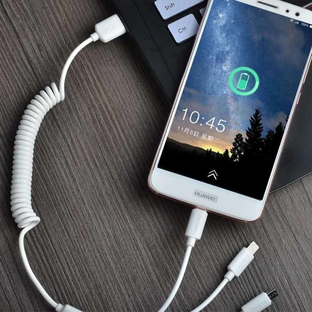 Autonabíjačka do auta 2x USB 2.4A + USB kábel 3v1 biely (R7) - Biela