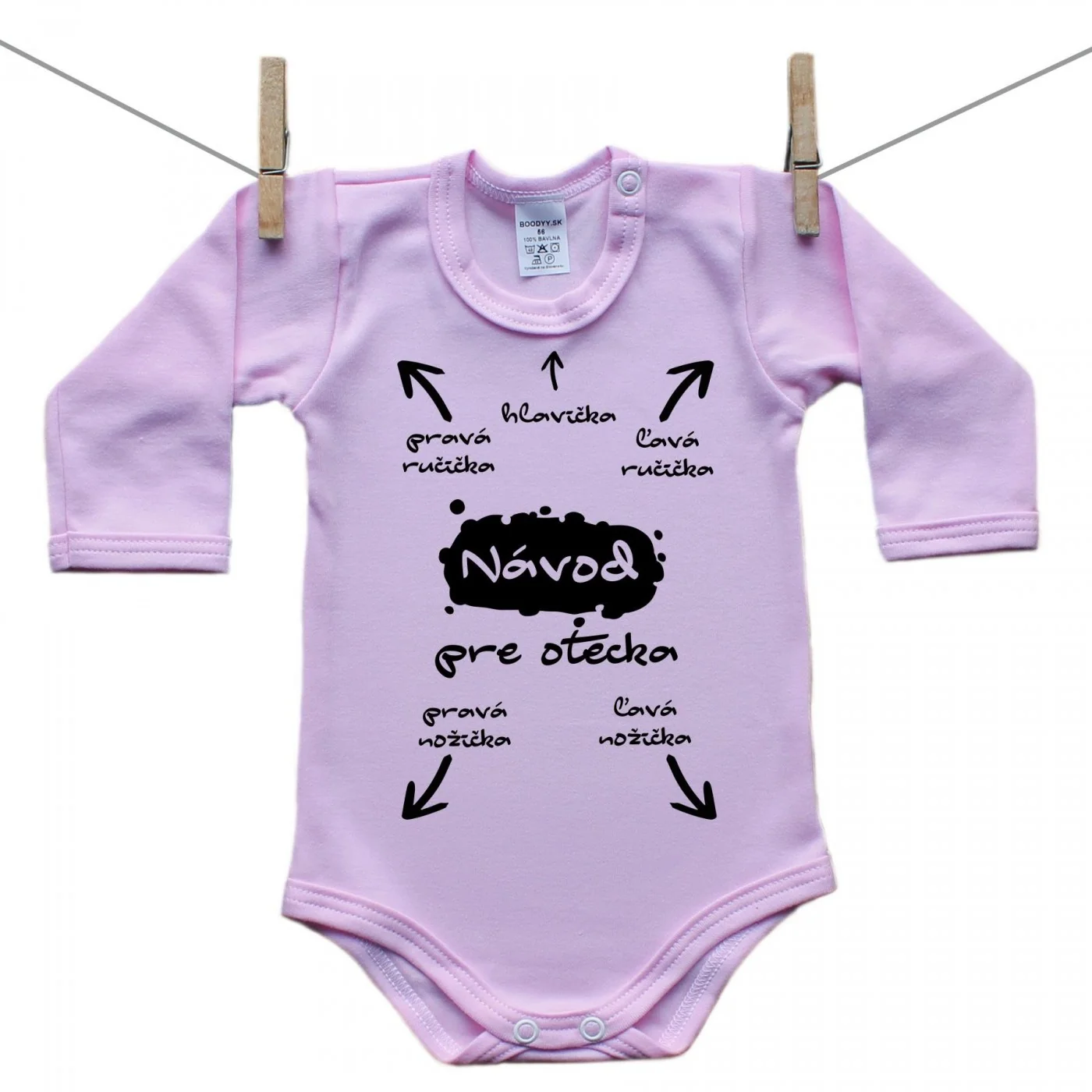 Boodyy Ružové Body s dlhým rukávom Návod pre otecka Veľkosť: 98