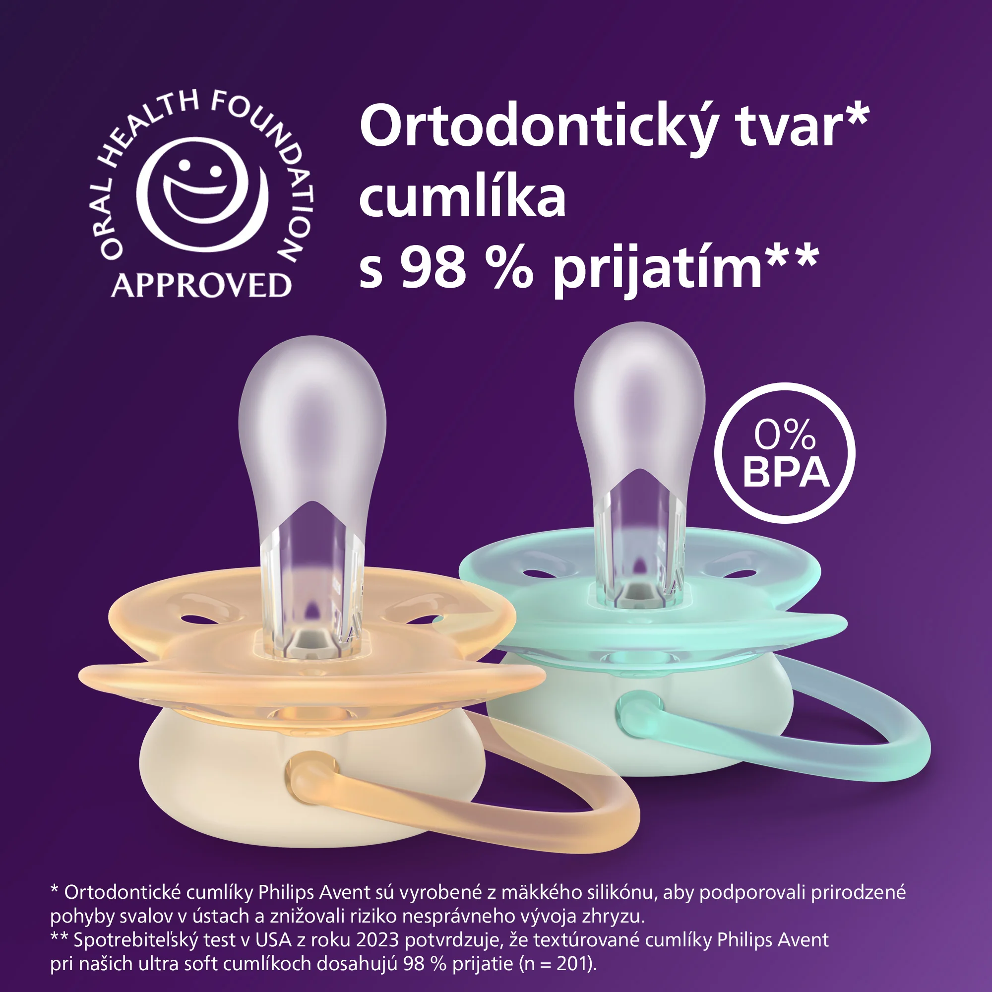 Philips AVENT - Cumlík Ultrasoft s obrázkom SCF091/41, 0-6 m, neutral 2 ks