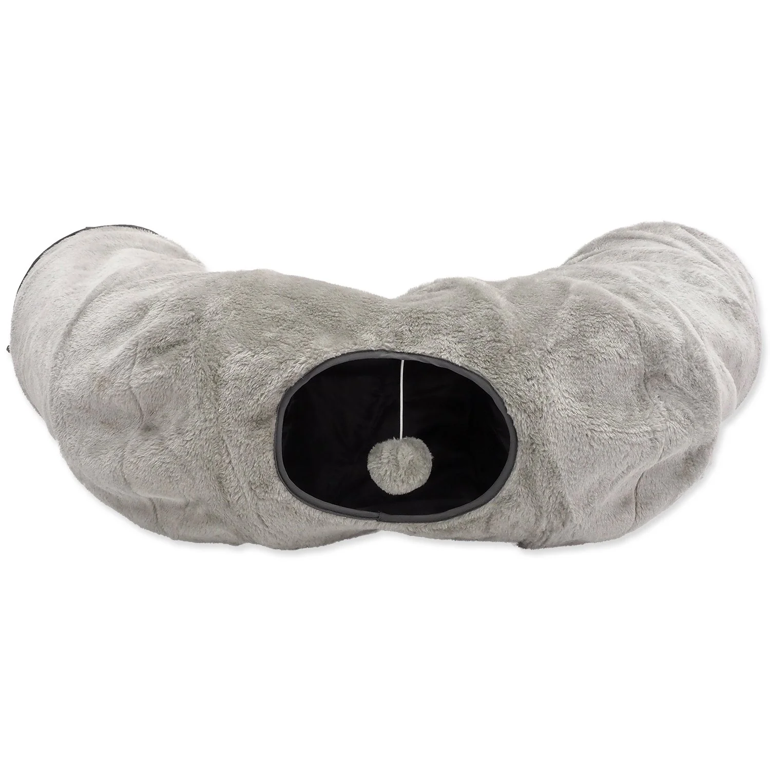 Tunel Magic Cat plyš tvar U s vankúšikom šedý 95x26cm