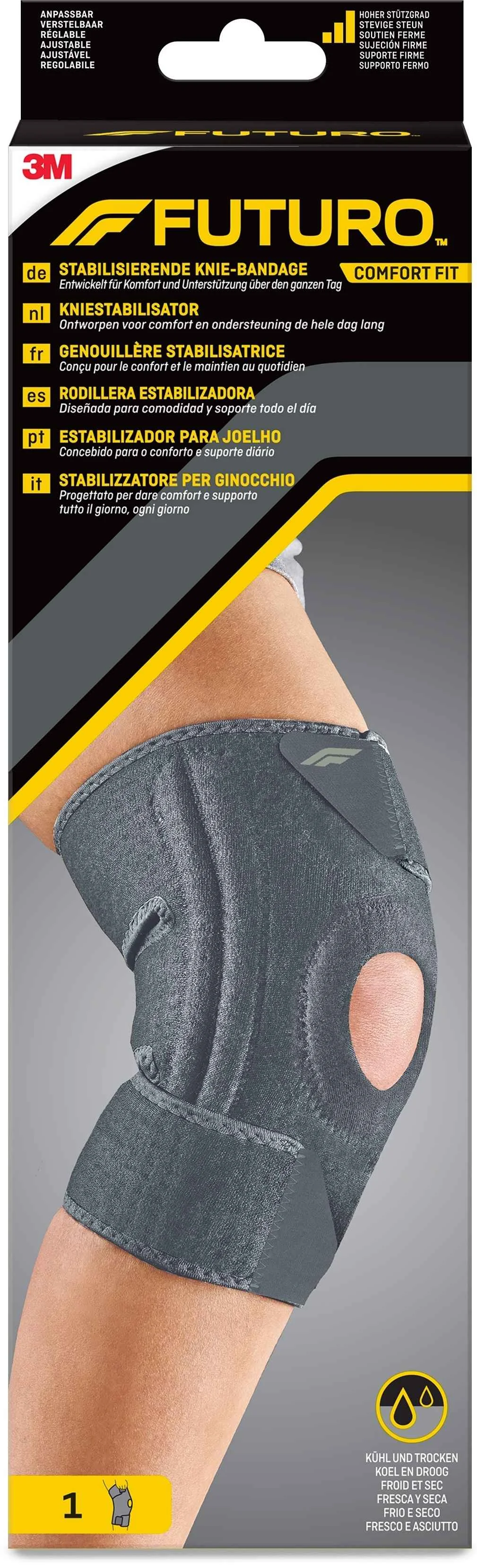 3M FUTURO 4040 univerzálna stabilizačná bandáž na koleno COMFORT FIT 1×1 ks, bandáž