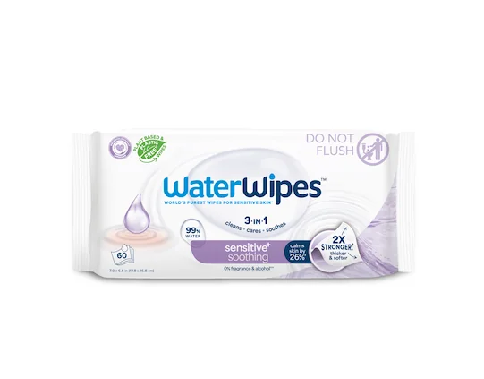 12X WATERWIPES Obrúsky vlhčené Soothing clean 3in1 720 ks
