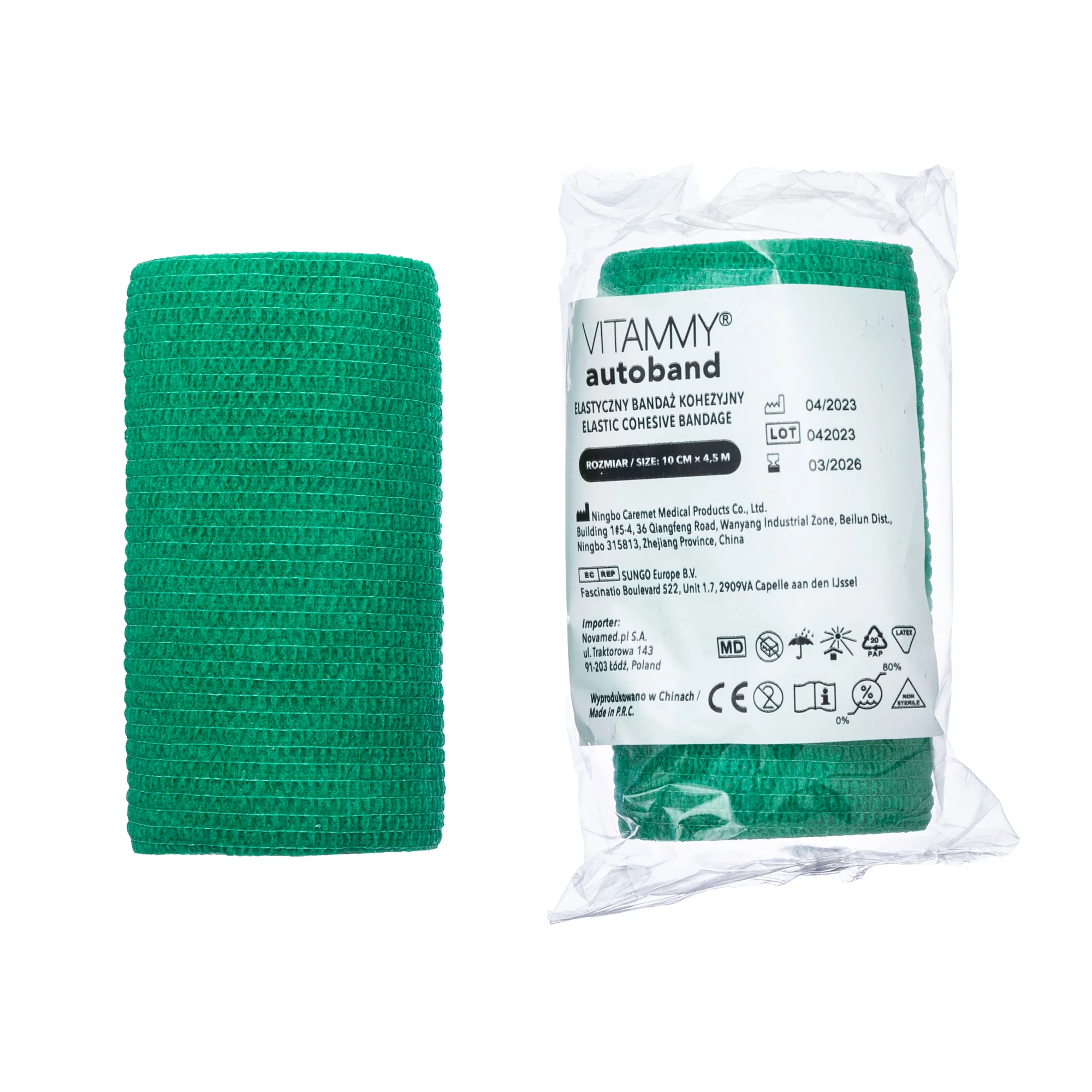 VITAMMY Autoband samolepiaca elastická bandáž zelená 10 cm x 450 cm