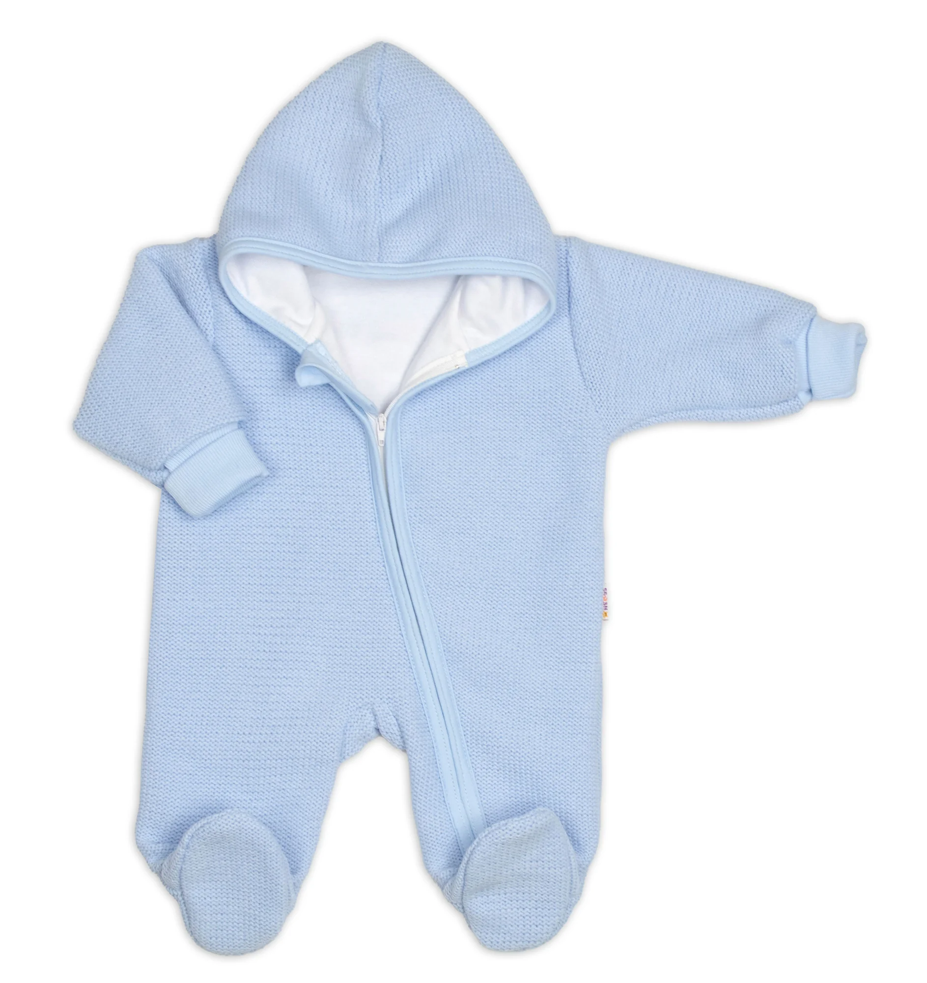 Pletený overal s kapucňou, CUTE - sv. modrý