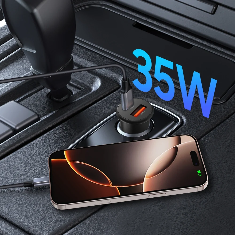 Tech-Protect CC02 autonabíjačka USB / USB-C 35W PD QC, čierna