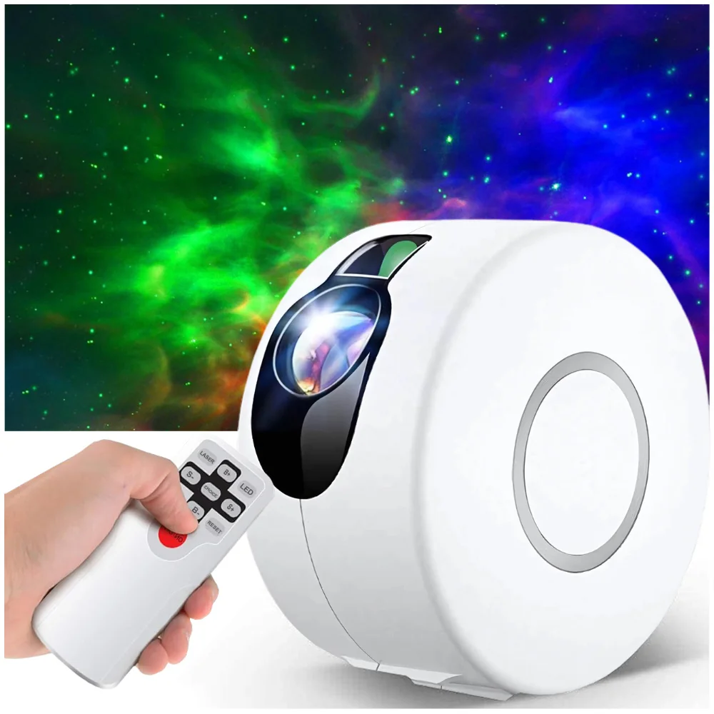 Projektor hviezd biely - lampa s laserom a diaľkovým ovládaním