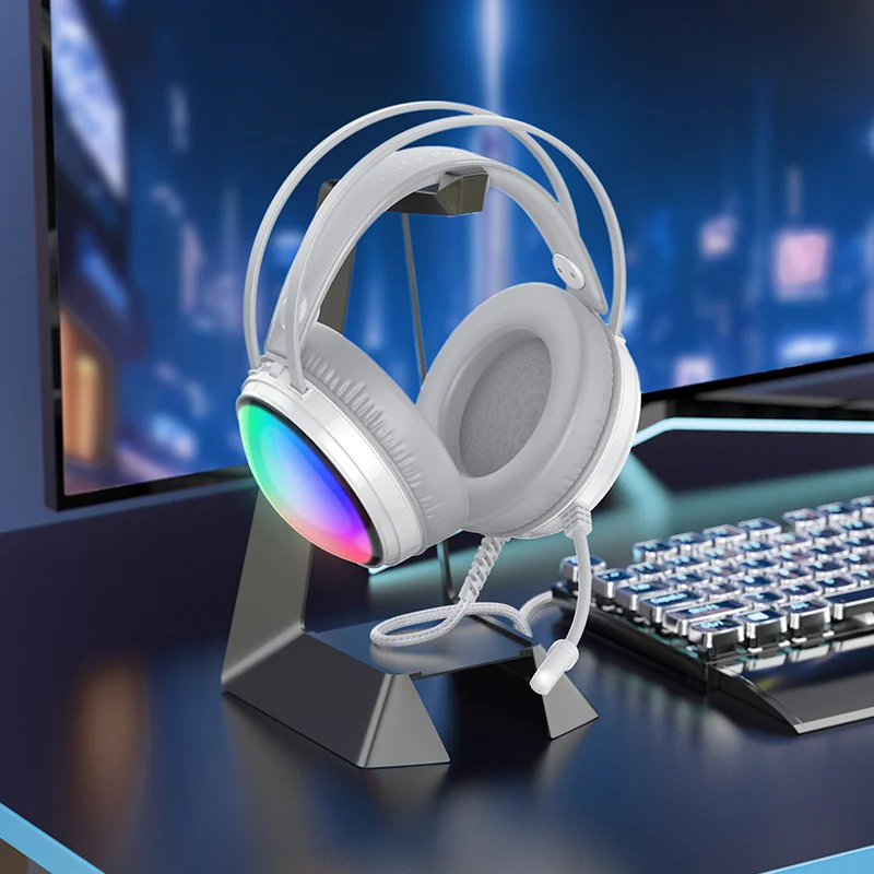 Borofone BO108 herné slúchadlá USB / 3.5mm jack, biele 