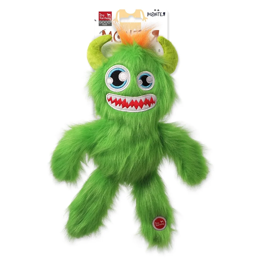 Hračka Dog Fantasy Monsters strašidlo pískacie chlpaté zelené 35cm