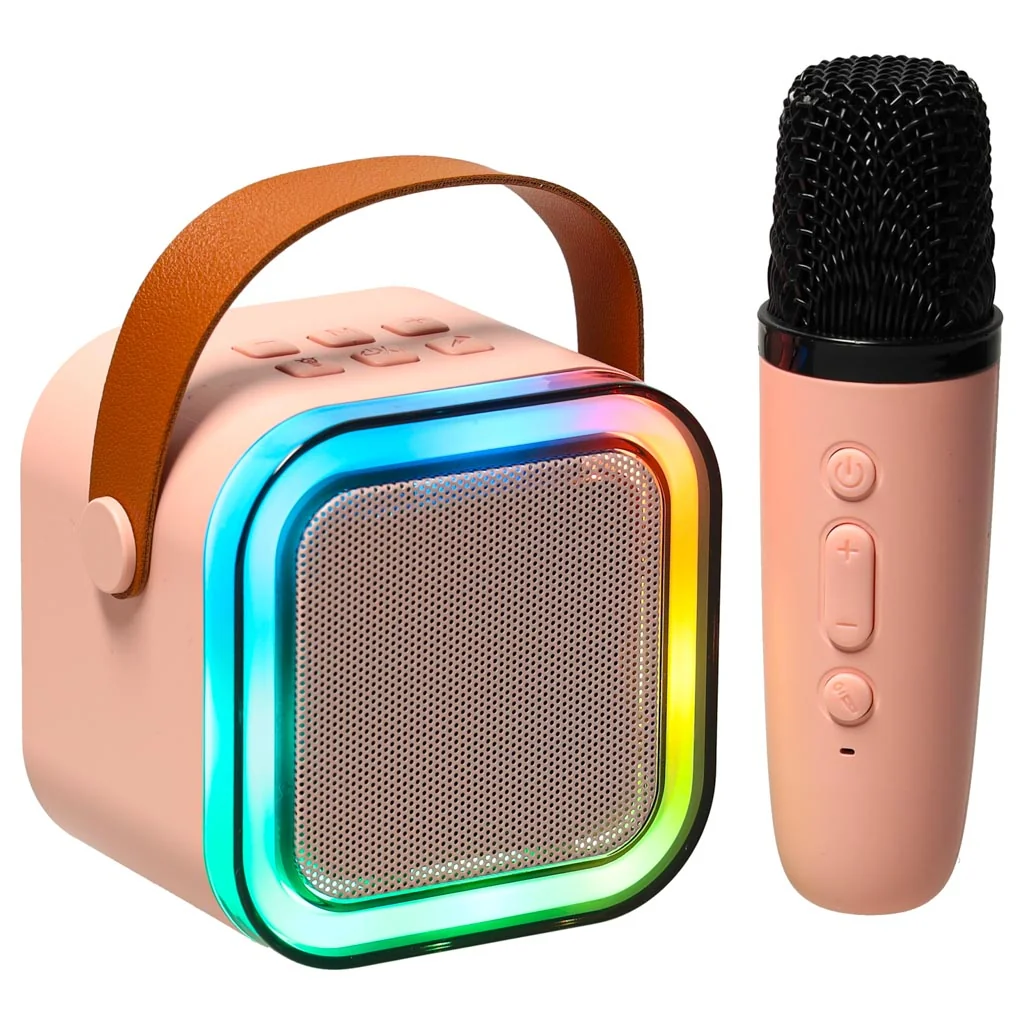 Ružový Bluetooth karaoke set mikrofón, reproduktor, pre deti