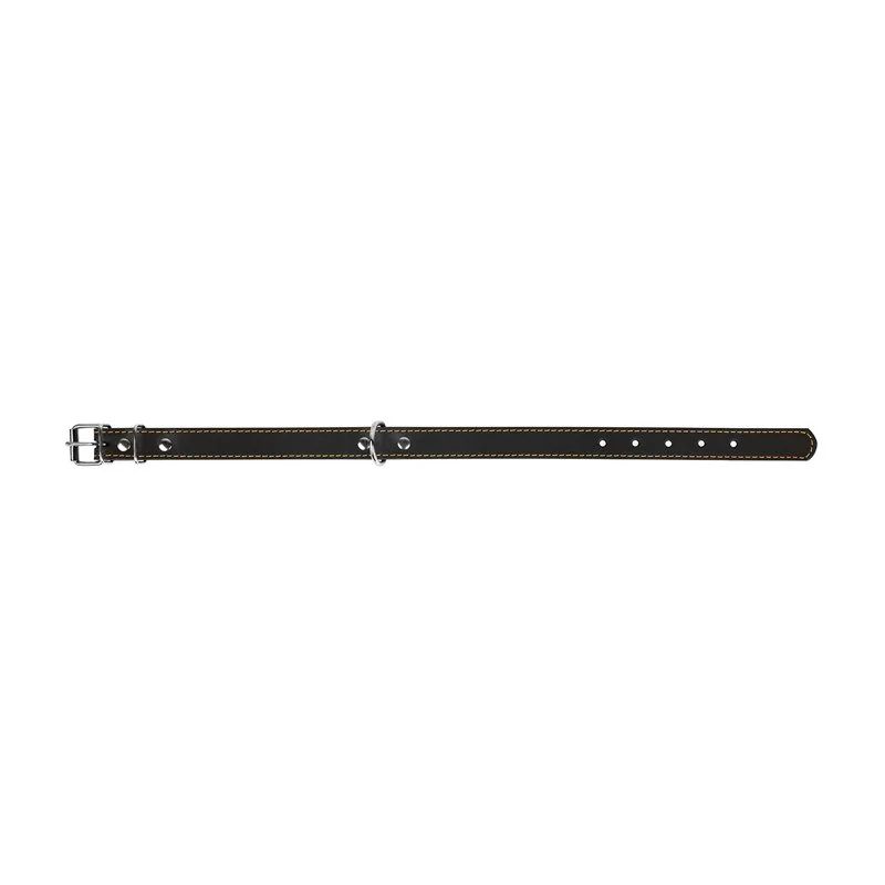 Kožený obojok dvojvrstvový čierny, Obvod krku: dĺžka: 32-40 cm, širka: 20 mm