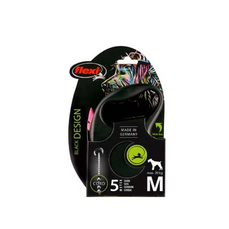 flexi Black Design M lanko 5m ružová do 20kg