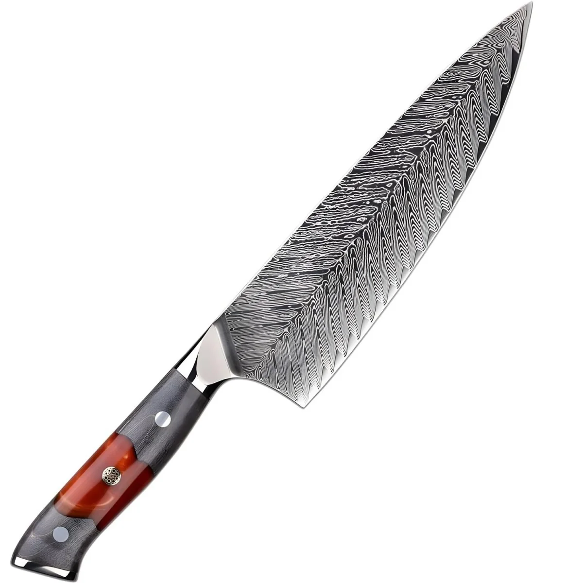 Damaškový kuchynský nôž Yamiyo Chef Chef/Červená/Sivá