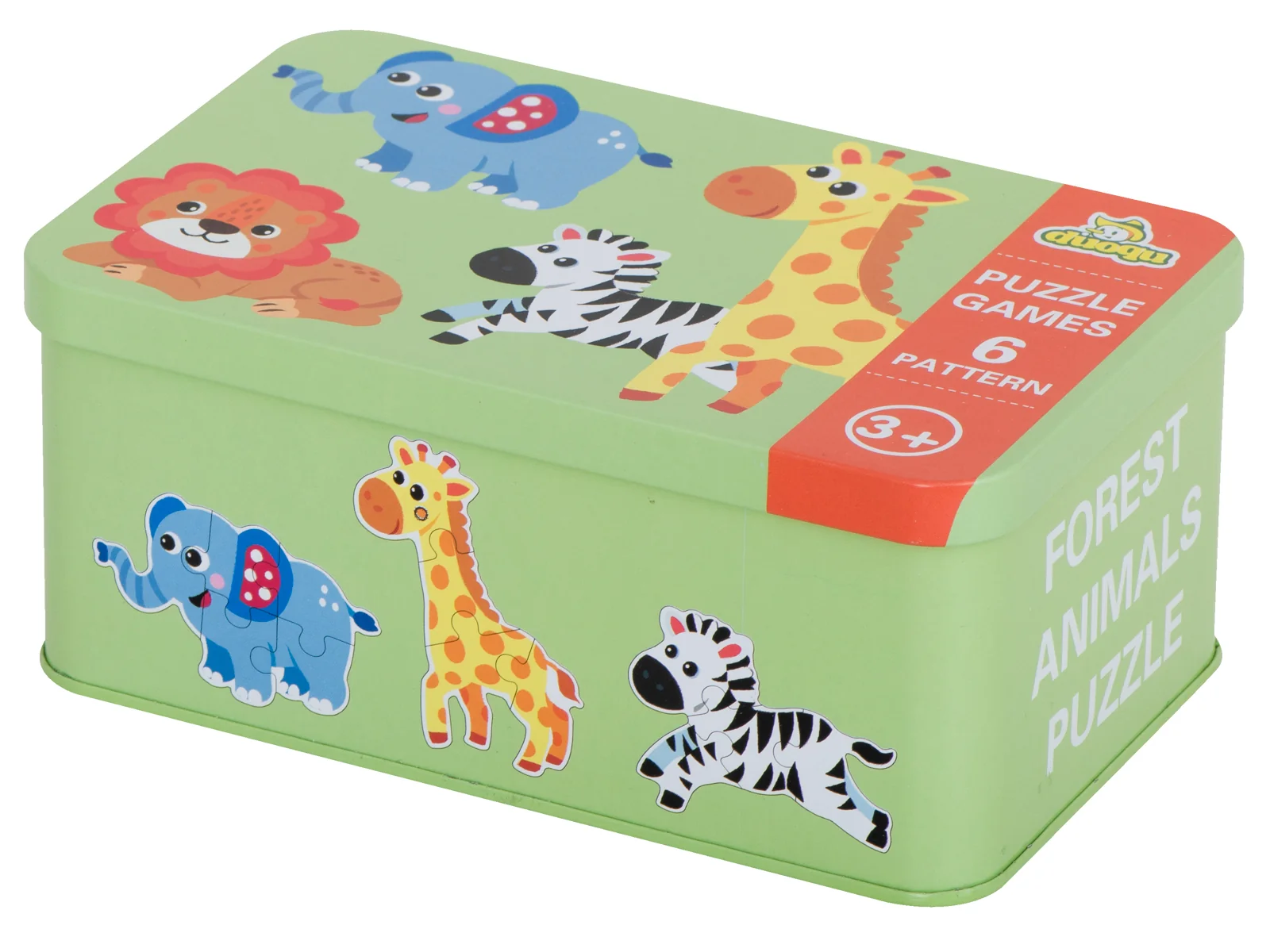 Puzzle pre deti v plechovej krabičke, Safari zvieratá 25 dielikov