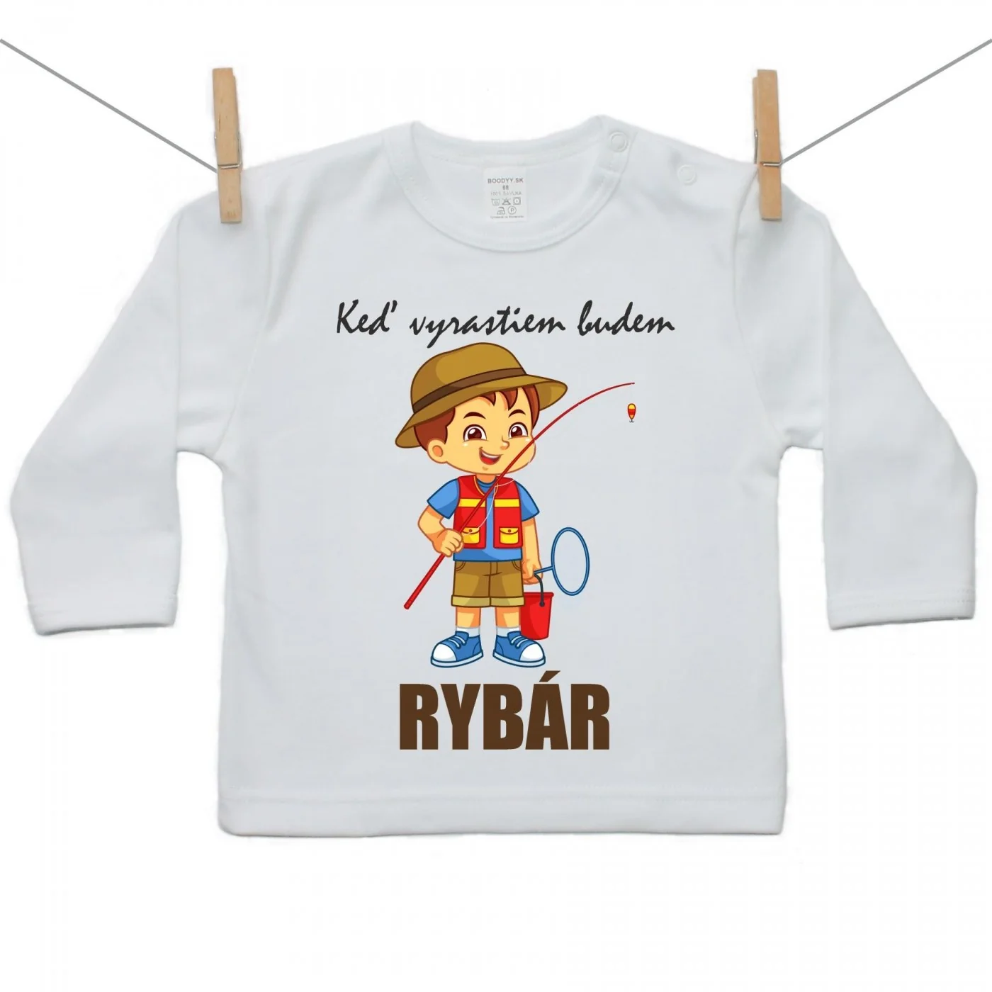 Boodyy Tričko s dlhým rukávom Keď vyrastiem budem rybár Veľkosť: 122