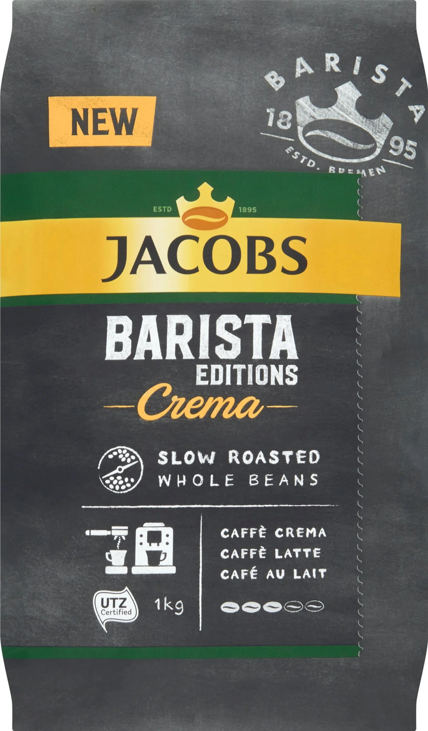 Jacobs Barista Crema Zrnková Káva 1×1000 g, zrnková káva