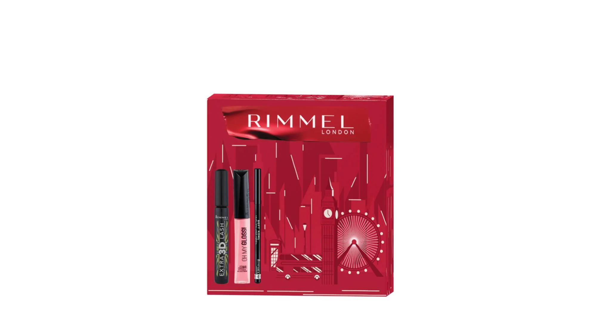 RIMMEL Extra 3D riasenka + lesk OMG + čierna ceruzka na oči 1×1 ks, darčeková sada