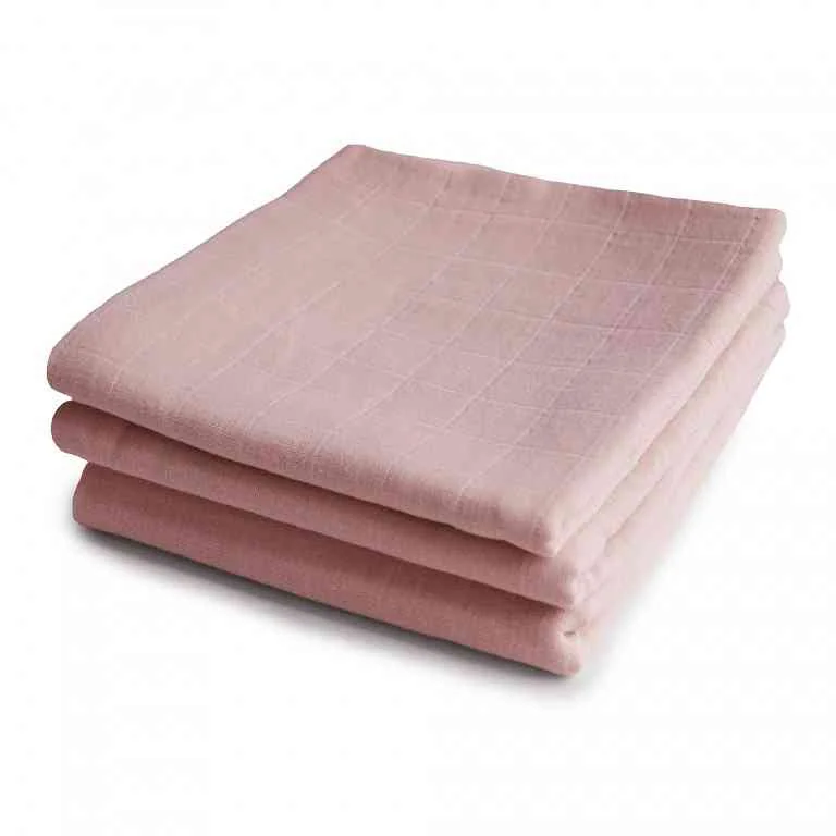 Mushie mušelínové plienky 3ks, Blush 1×1 set, mušelínové plienky