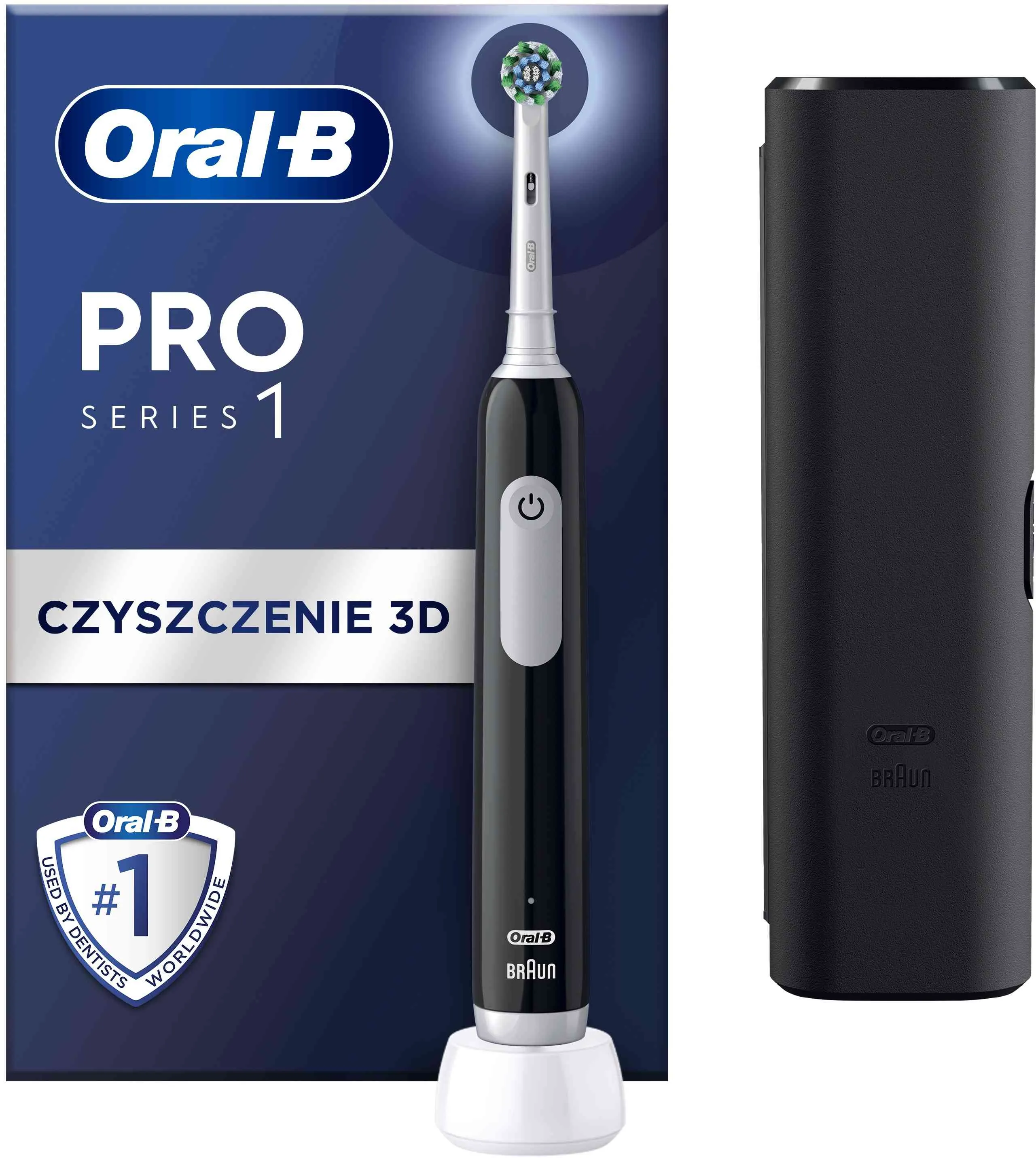 Oral-B EK Pro Series 1 Black + Cestovné púzdro 1×1 ks, elektrická zubná kefka