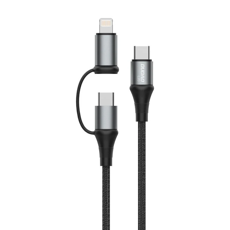Dudao L20 kábel USB-C / USB-C PD 60W + Lightning 18W QC 3.0 1m, šedý