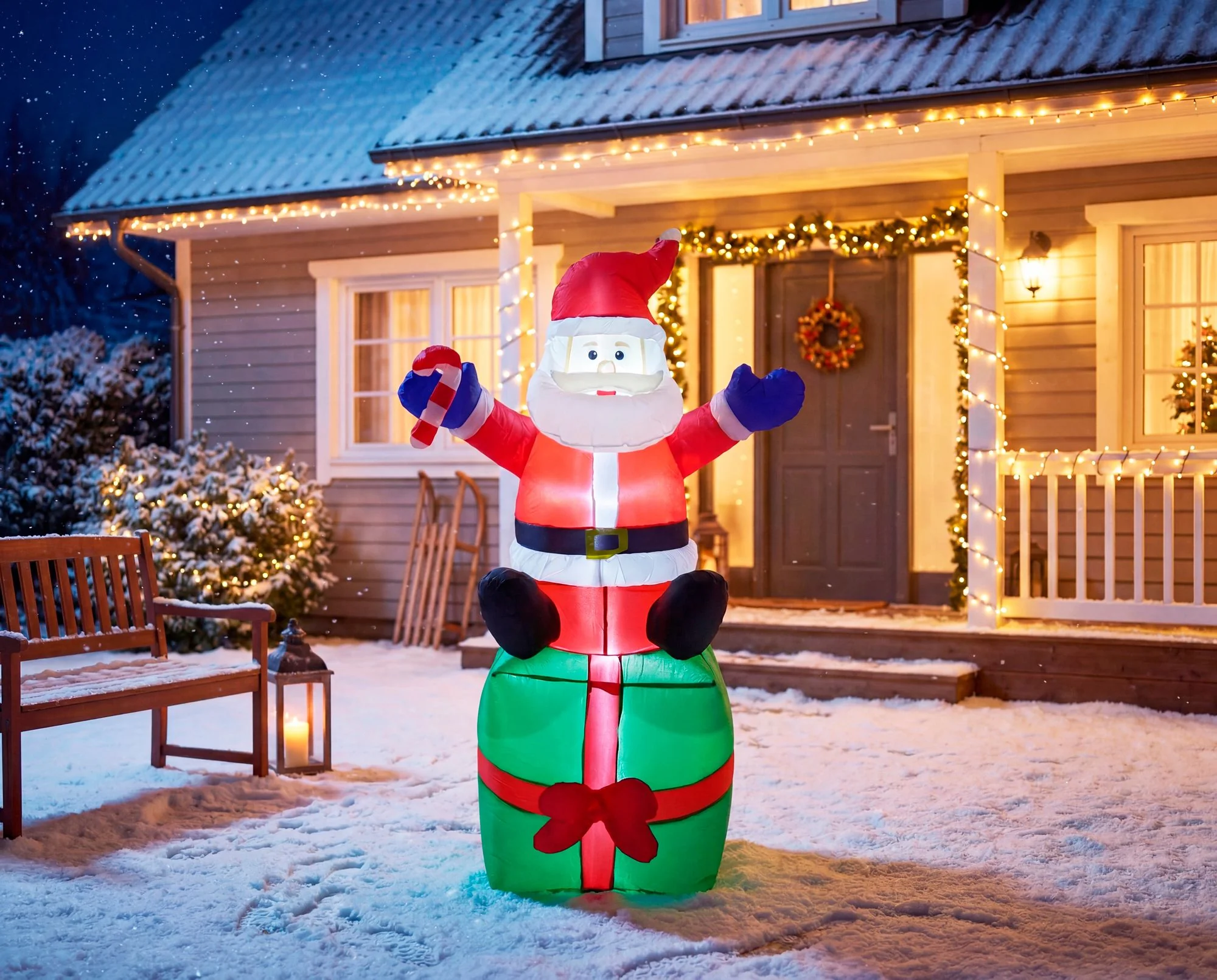 MagicHome nafukovací vianočný LED Santa, 1 ks 3 LED biela, IP44, 100x84x180 cm