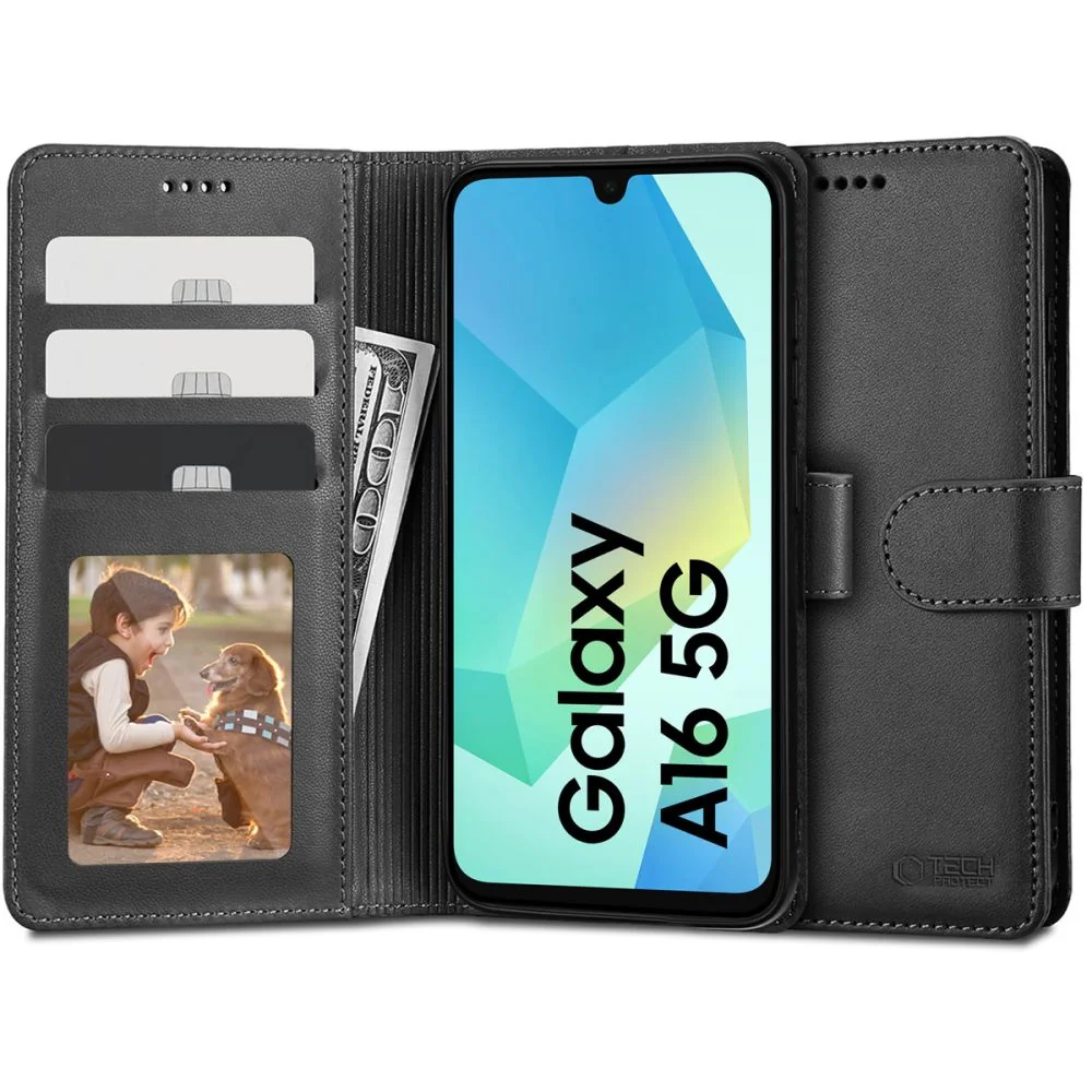 Tech-Protect Wallet knižkové puzdro na Samsung Galaxy A16 4G / 5G, čierne rne