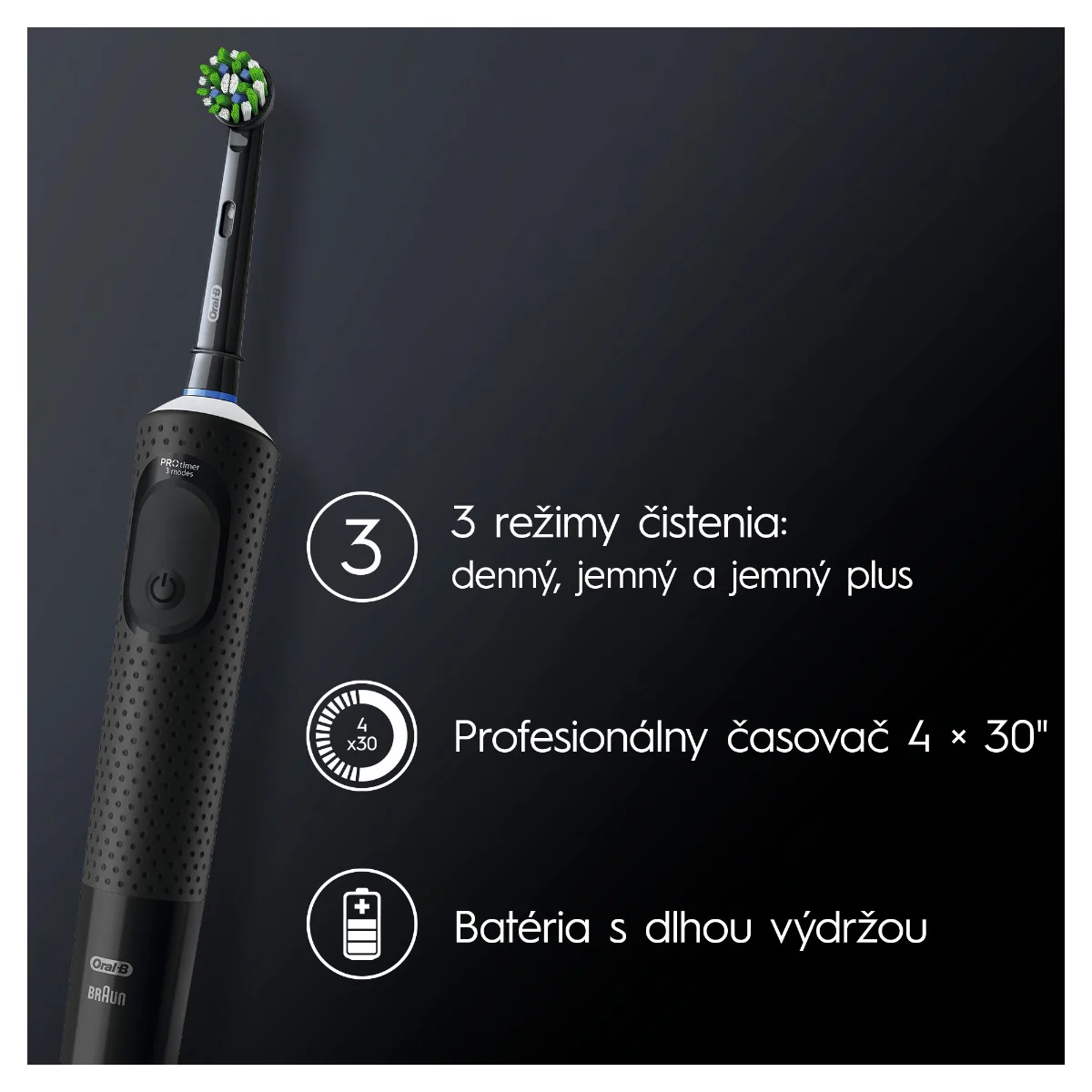 Oral B Vitality Pro Black Elektrická Zubná Kefka 1×1 ks, elektrická zubná kefka