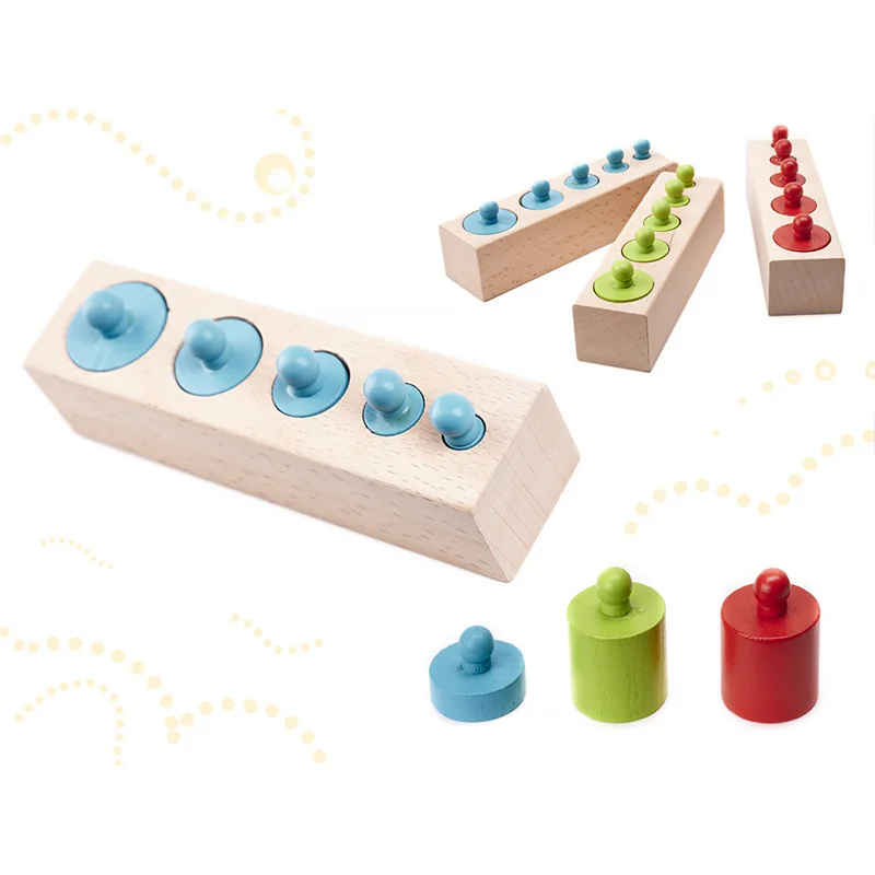 Pomôcka edukačná Montessori farebné drevené valce KNOBBED CYLINDER 36M+