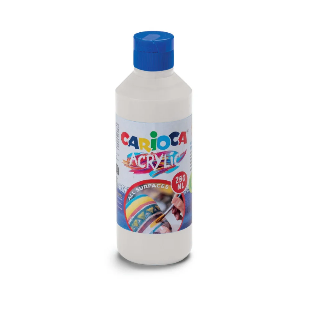 Akrylová farba prémiovej kvality Carioca 250 ml biela-CARIOCA