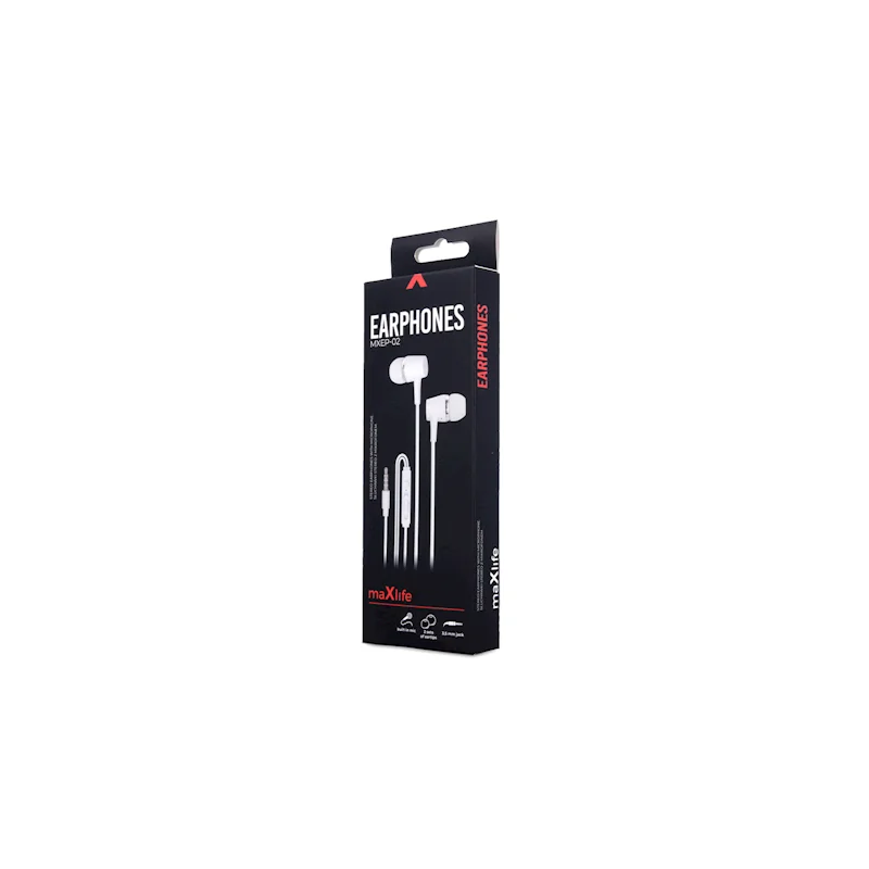 Slúchadlá do uši MAXLIFE MXEP-02 biele s mikrof.