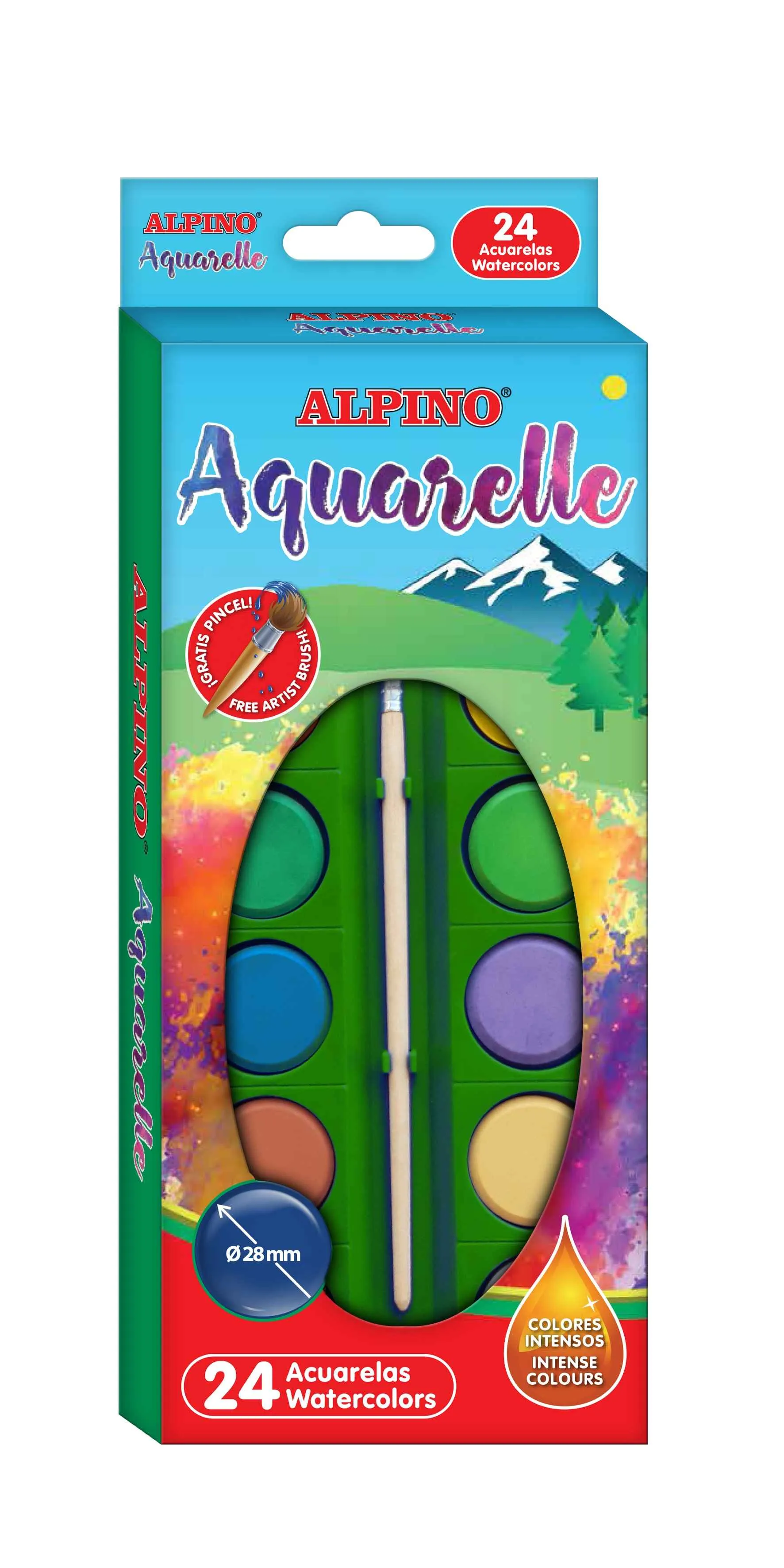 ALPINO Balenie 24 farieb Aquarelle Alpino 1×1 kus, vodové farby