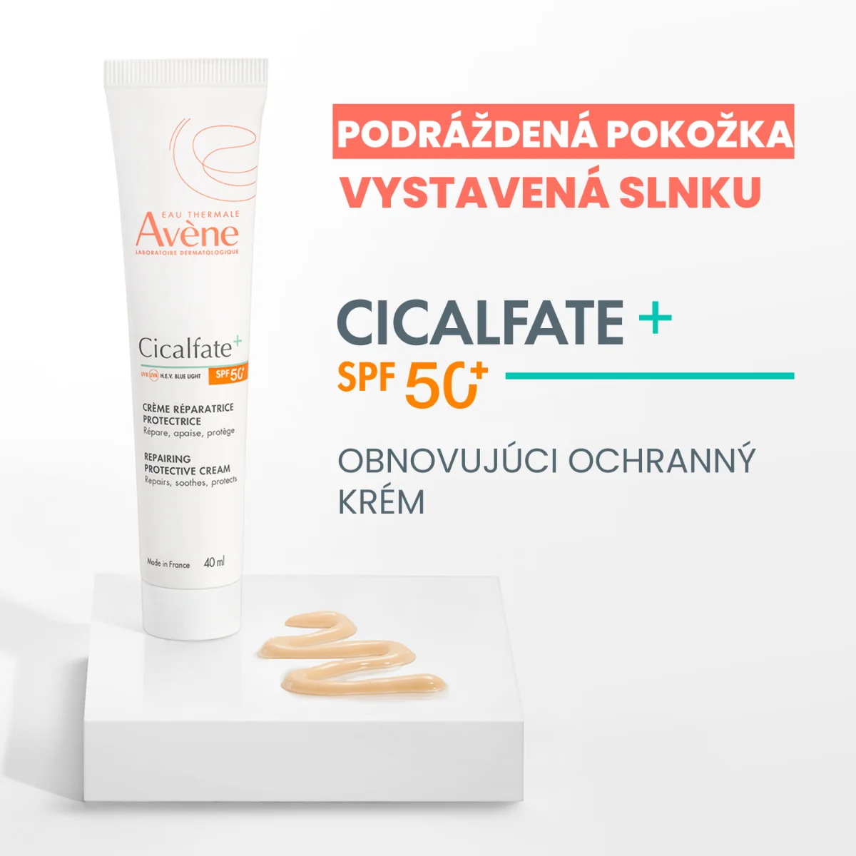 AVENE CICALFATE+ Ochranný obnovujúci krém SPF 50+ 40 ml