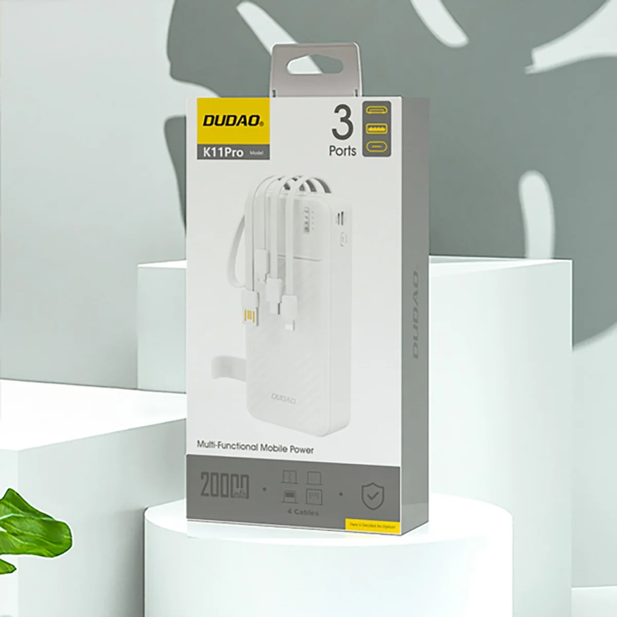Dudao K11 Pro Power Bank 20000mAh + kábel USB / USB-C / Lightning / Micro USB 10W, biely cro USB 10W, biely