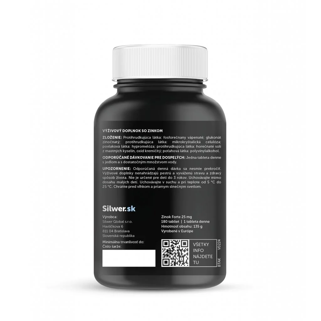 Silwer Zinok Forte 25 mg 180 tabliet. Imunita, zdravé kosti, vlasy a nechty.