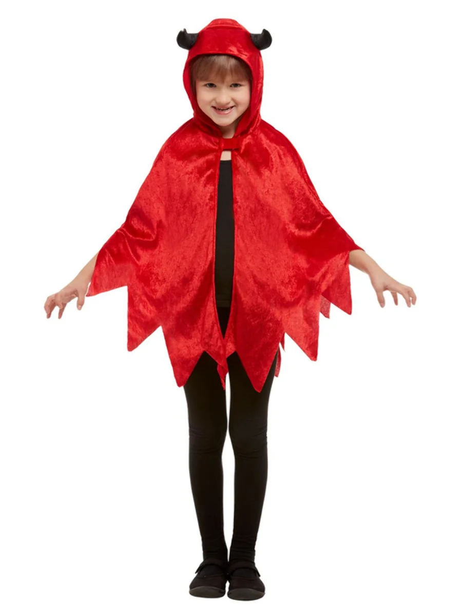 Detský plášť Čert s rohmi červený 88cm