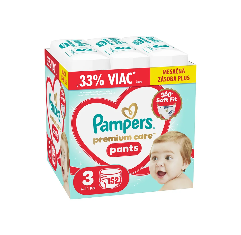 Pampers Premium Care Pants plienkové nohavičky veľkosť 3, 6kg-11kg 152 ks