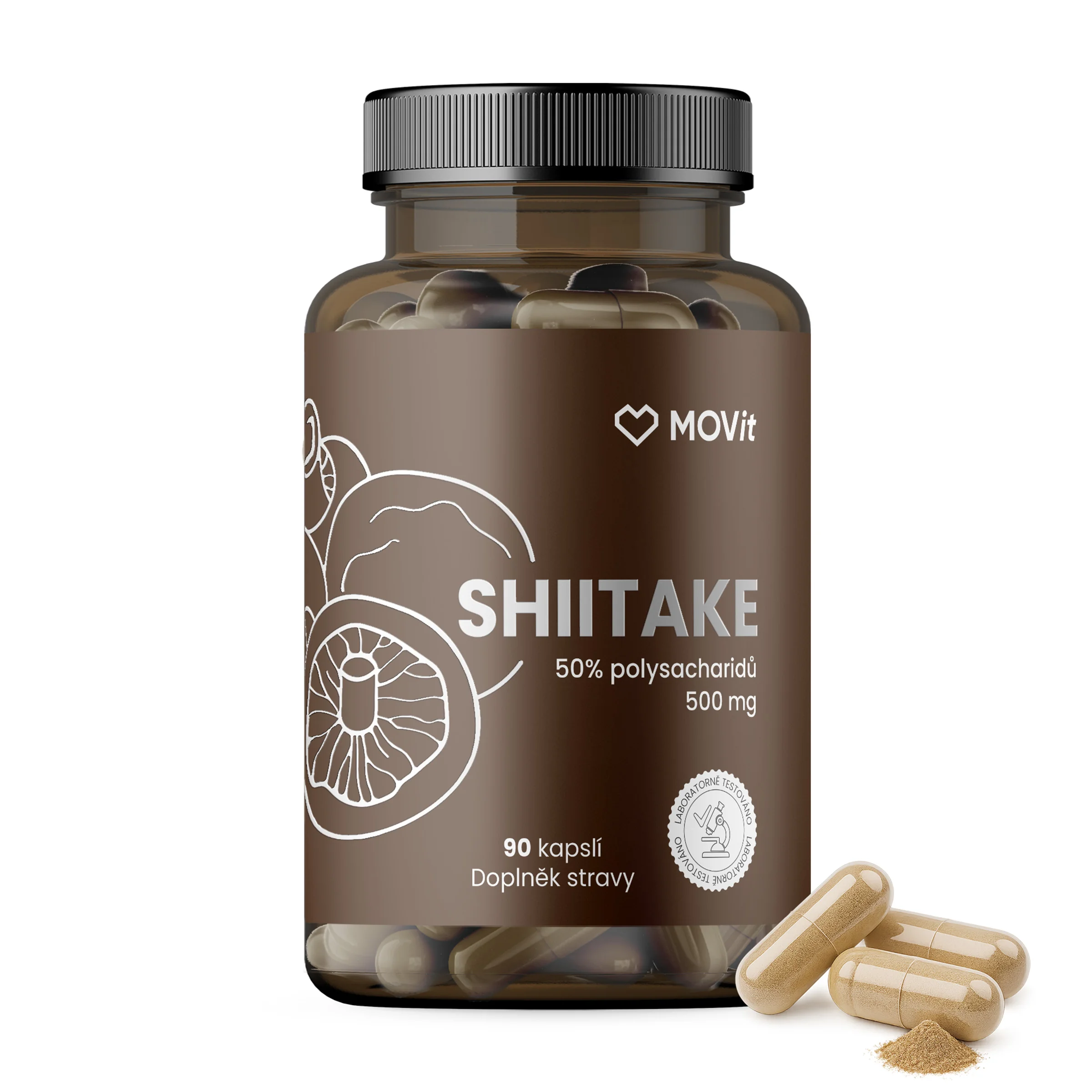 MOVit Shiitake 50% polysach. 500 mg 90 cps