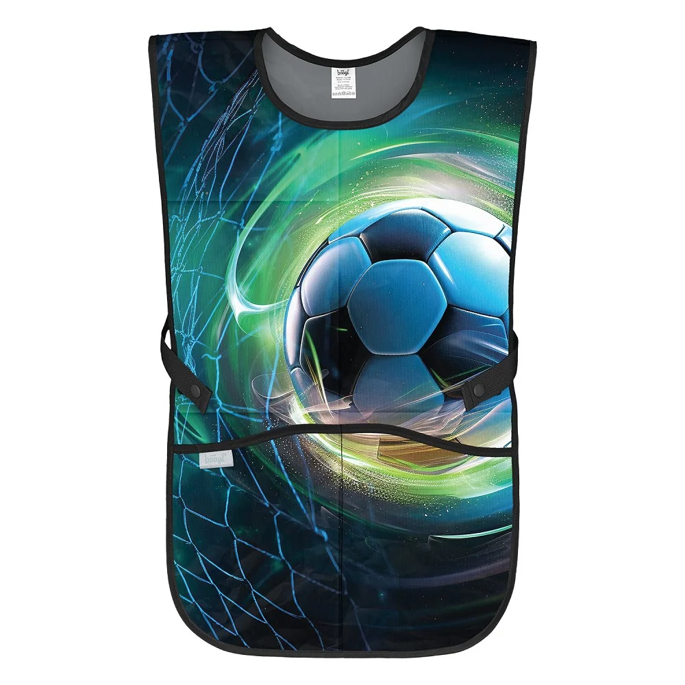 Detská zástera Futbalová lopta modrá, bavlna