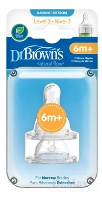 Dr.BROWN´S NÁHRADNÉ CUMLÍKY OPTIONS+ LEVEL 3 1×2 ks, Narrow, silikónové cumlíky 6m+