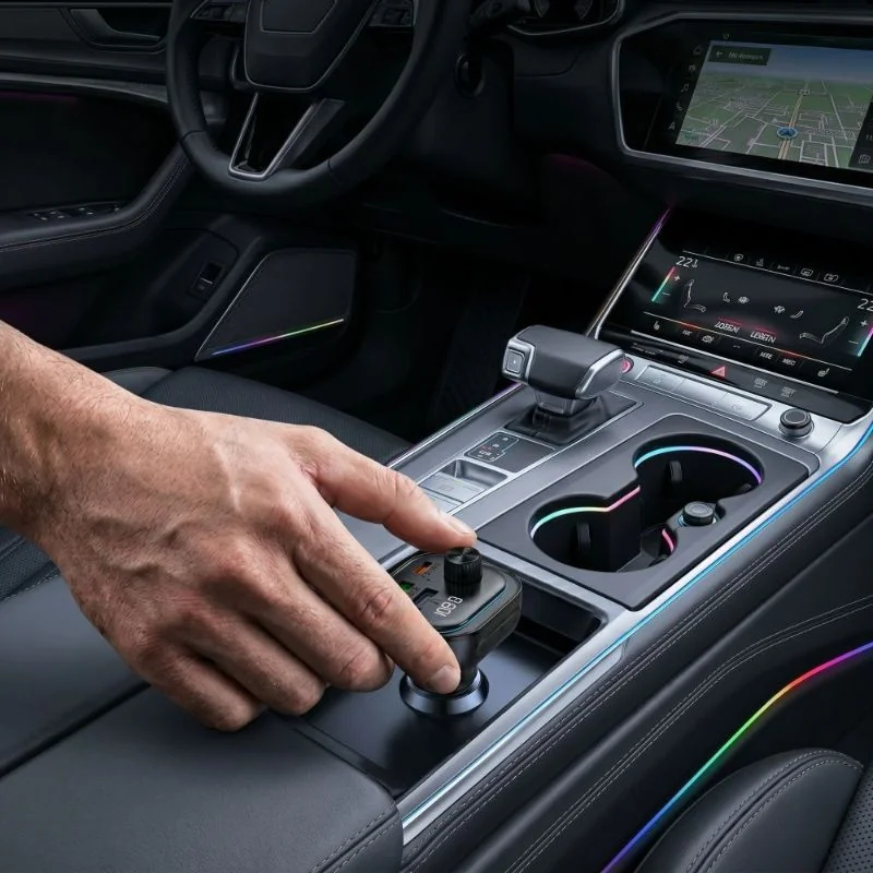 Tech-Protect CC07 FM Bluetooth Transmitter autonabíjačka 2x USB / USB-C 54W, čierna C 54W, čierna