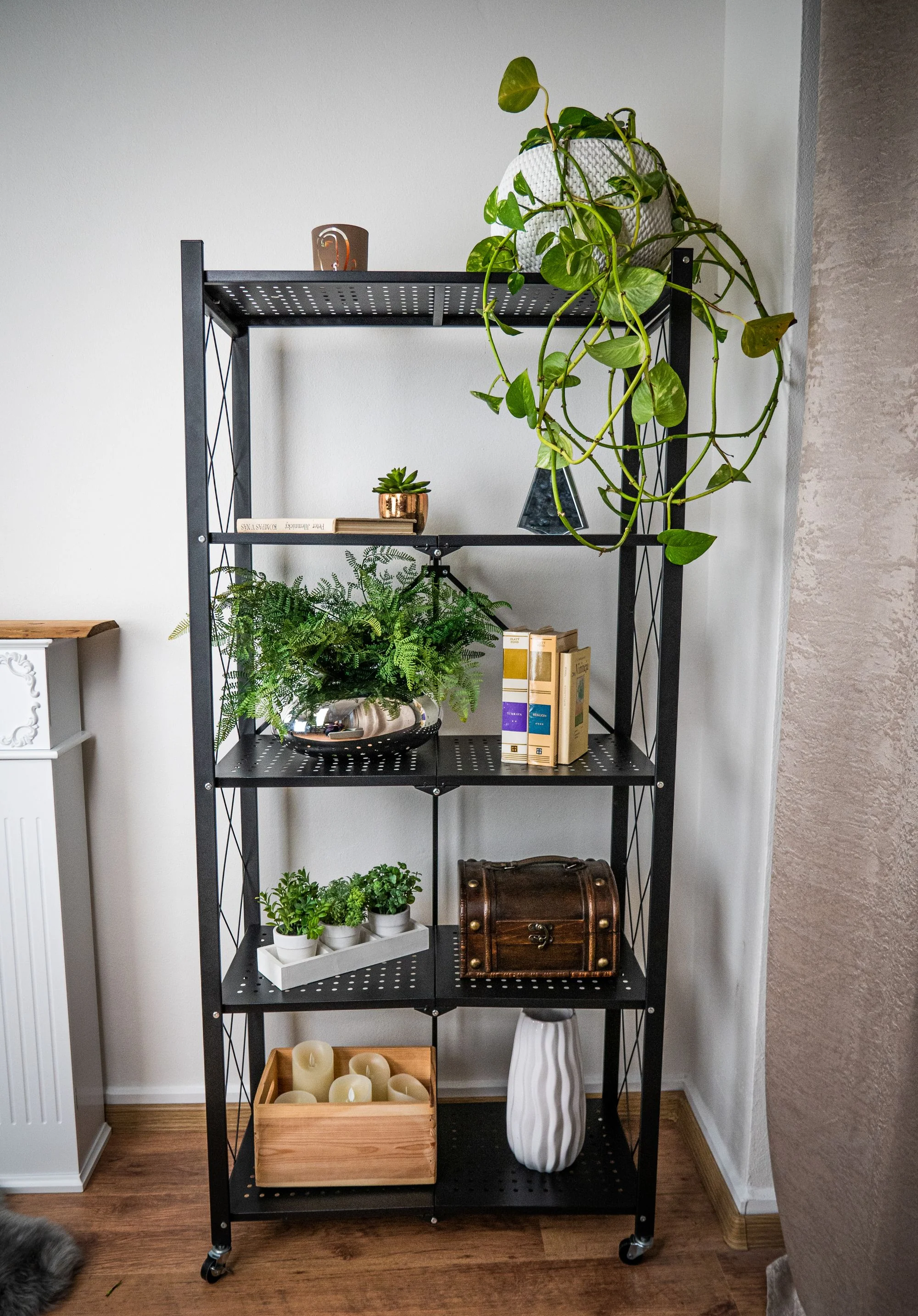 Strend Pro kovový regál Racks RAW5T, 1 ks 5 políc, 1630x720x340 mm, max. 50 kg/polica, prenosný, na kolieskach