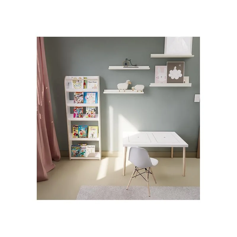 Detská knižnica montessori / regál škandinávsky štýl biela